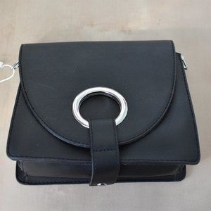 Prune Black faux leather crossbody